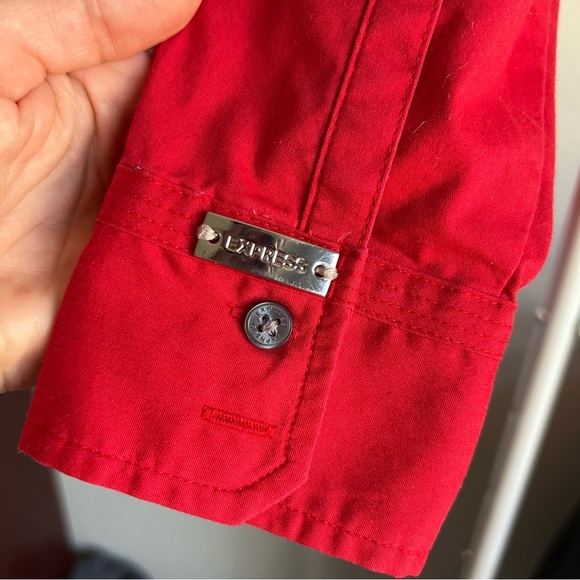 Express Women Red Button-Down Shirt "The Essentials Shirt" Long Sleeve, XS size - Picture 4 of 10